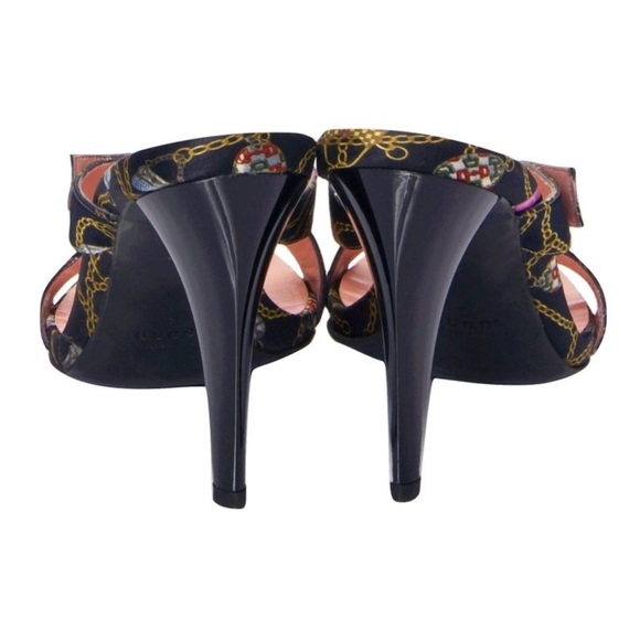 GUCCI Tom Ford For Gucci Vintage Chain Logo Satin Slide Heels size 7 - Picture 10 of 16